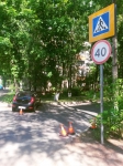 В Красногорске произошло ДТП, в котором автомобиль Хендай совершил наезд на двух девушек на пешеходном переходе.