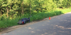На автодороге, ведущей от поселка Светлые Горы в сторону Пятницкого шоссе, произошло ДТП с участием скутера!