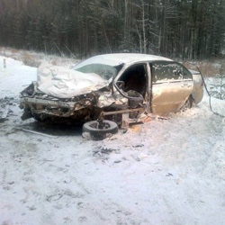 В ДТП на 110 км автодороги М-9 Балтия погиб водитель автомобиля Форд Фокус, который совершил столкновение с попутным автомобилем Хёндэ HD72.