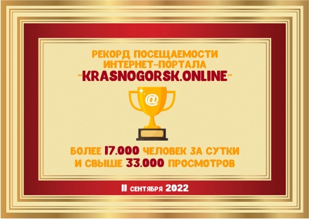 Рекорд посещаемости Интернет-портала «Krasnogorsk.ONLINE» в День города Красногорска 2022: 17.000 человек и 33.000 просмотров!